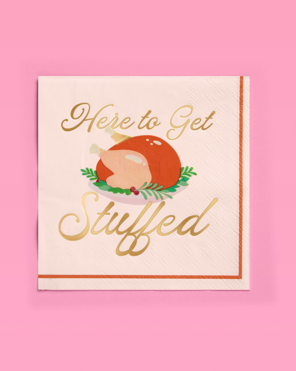 Cocktail Napkins with Turkey Design and Gold Foil Accents, 50-Count