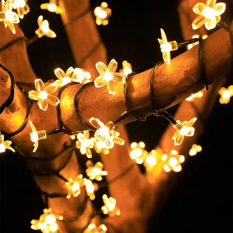 Solar Cherry Blossom String Lights with 5-Meter Copper Wire and Multiple Color Options