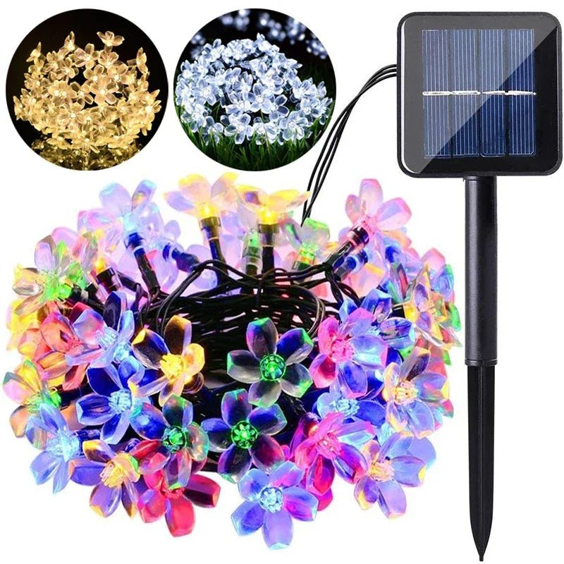 Solar Cherry Blossom String Lights with 5-Meter Copper Wire and Multiple Color Options