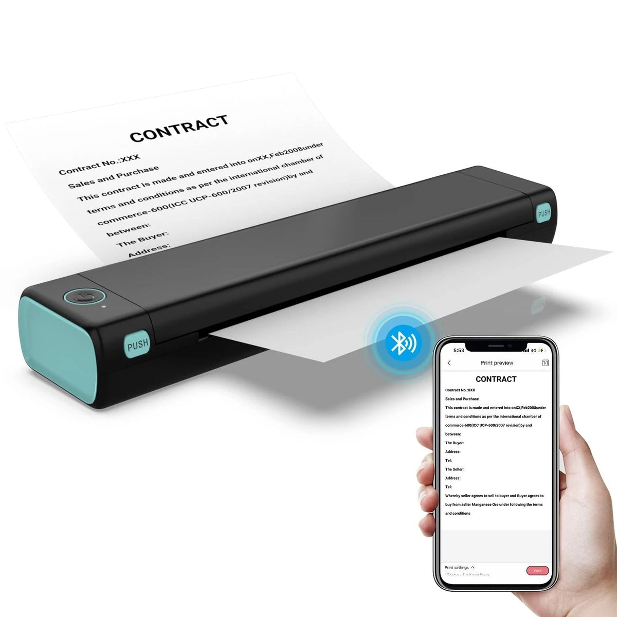 Portable Thermal Printer with Wireless Connectivity for Letter Size Documents
