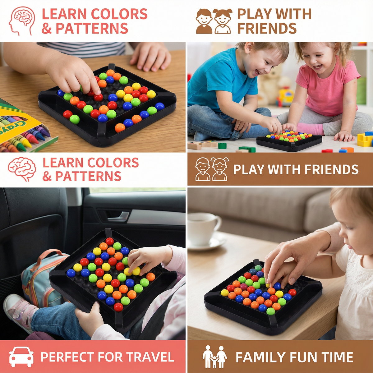 Marble Sorting Puzzle with Color Pattern Matching and Logic Training