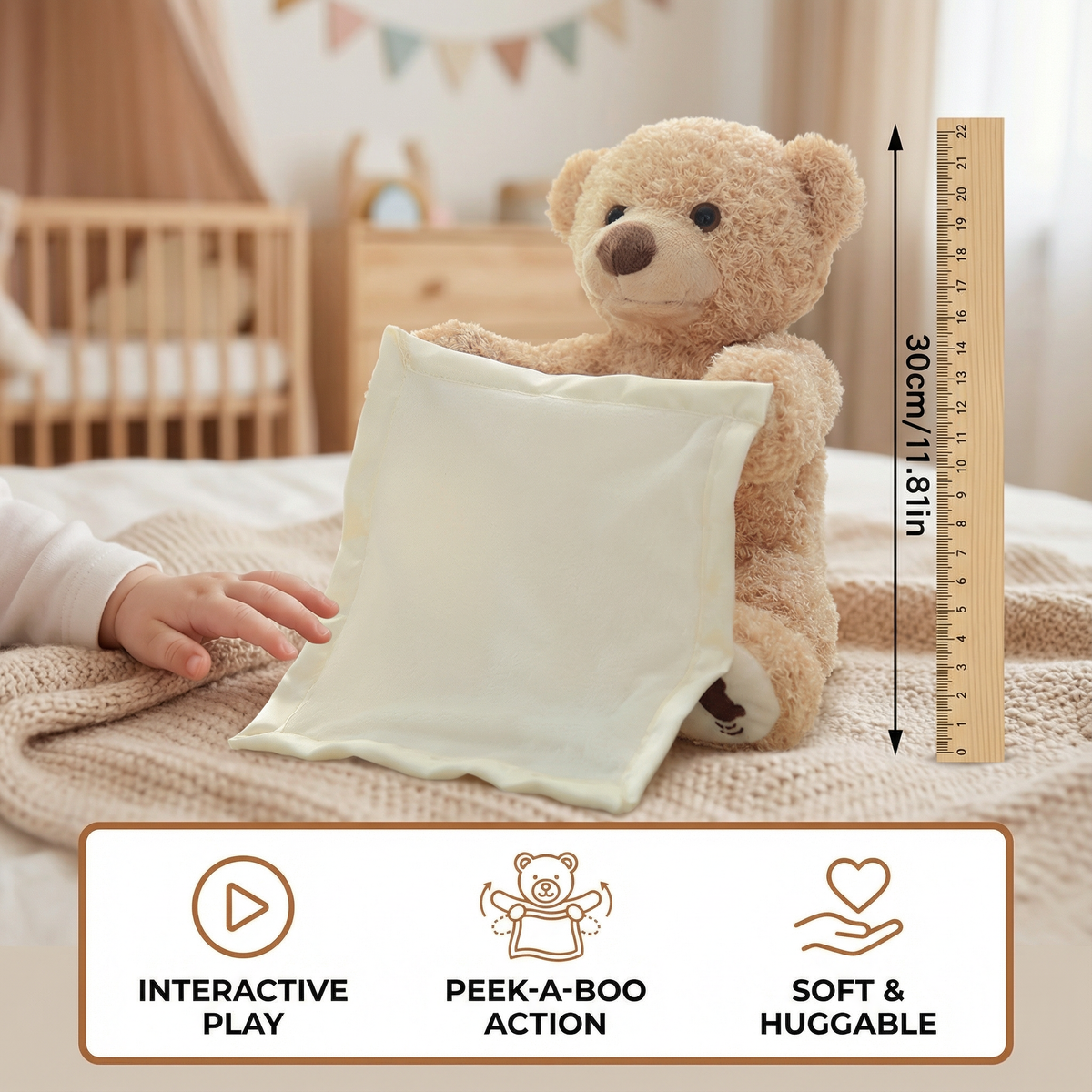 Interactive Plush Bear with Voice Activation and Movement for Toddlers