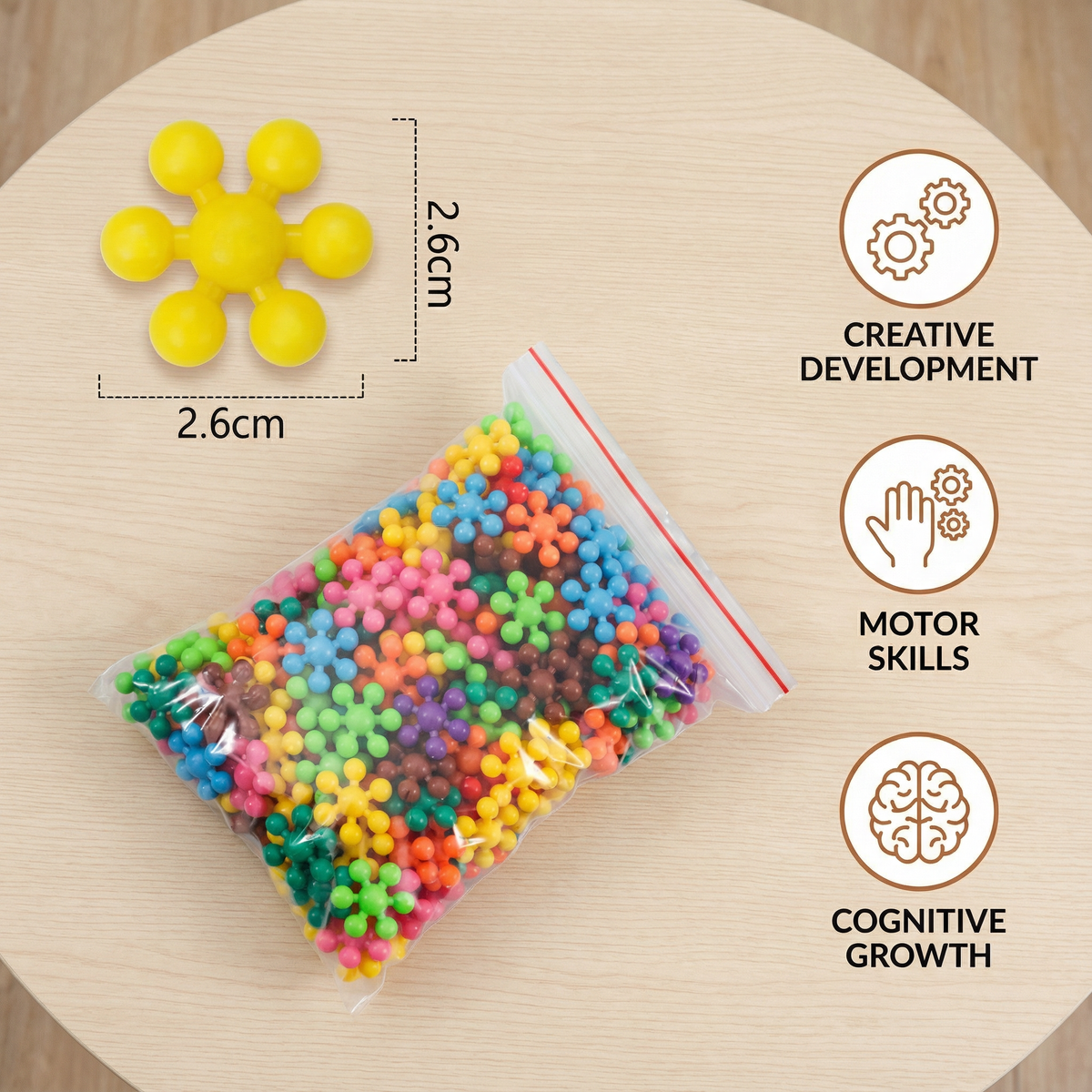 Interlocking Snowflake Blocks with Six Point Connection System and Storage Box