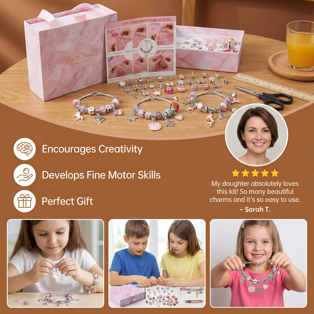 Bead Jewelry Making Kit with Elastic String and Metal Clasps