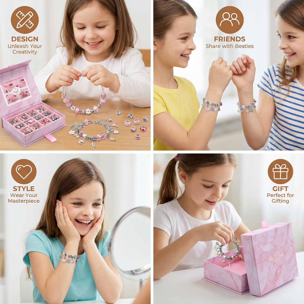 Bead Jewelry Making Kit with Elastic String and Metal Clasps