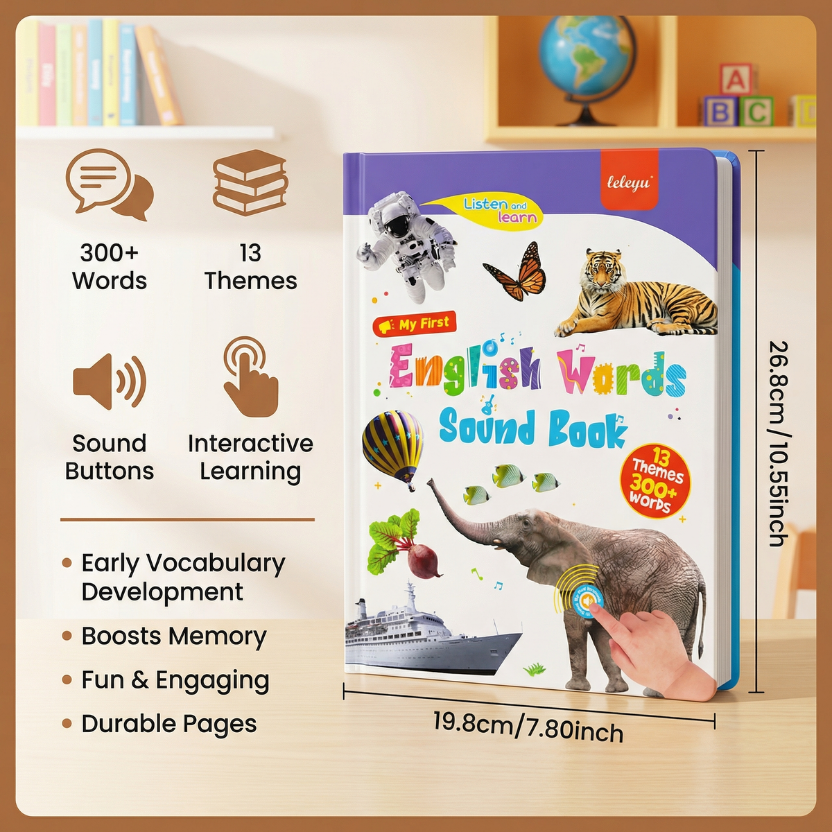 Interactive English Sound Book with 300 Words and 13 Learning Themes