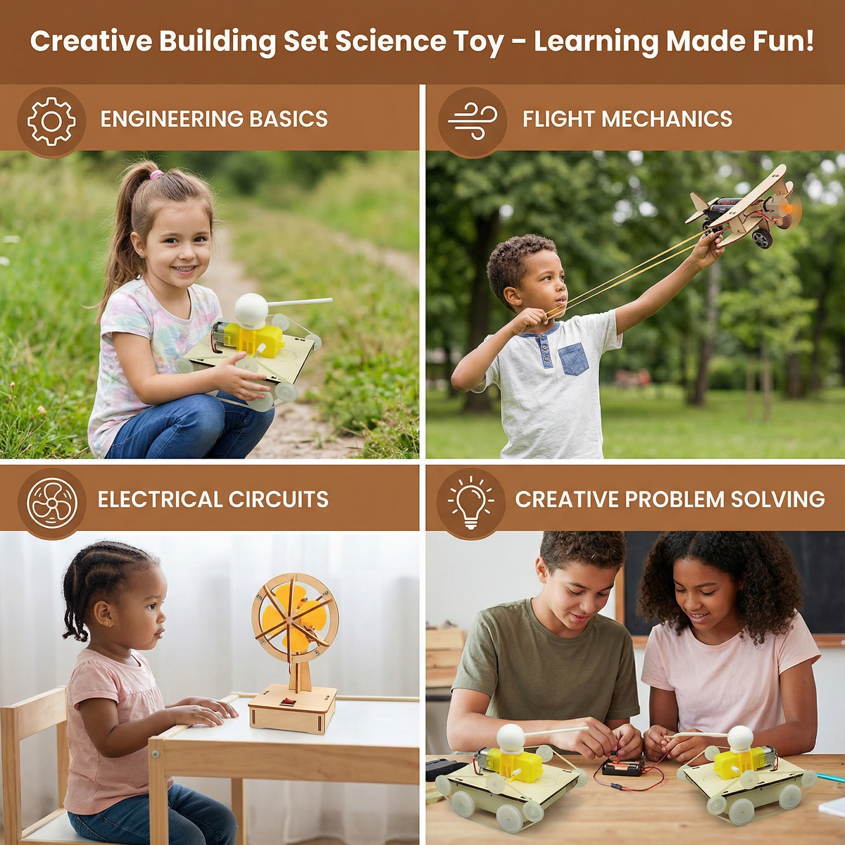 STEM Science Building Set for Kids to Build Working Models Like Planes, Pumps, and Fans
