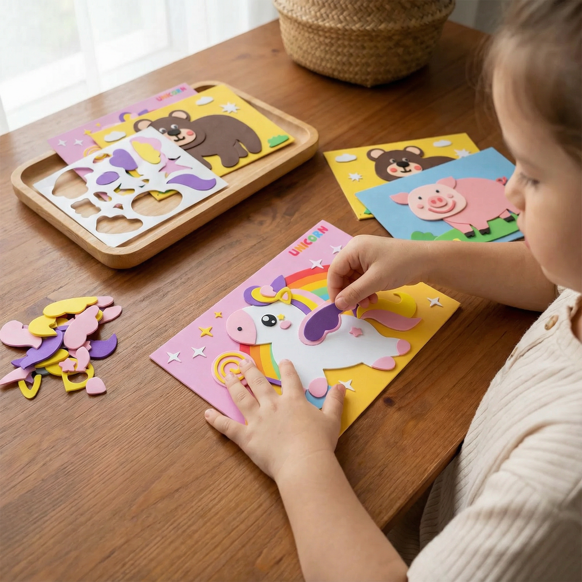 Numbered Sticker Matching Activity Set with Animal and Vehicle Designs