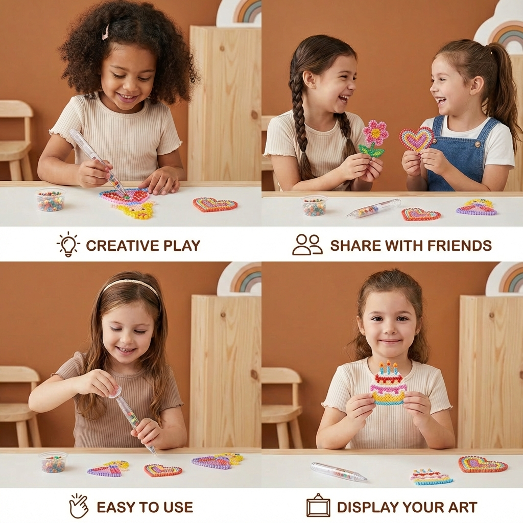 Bead Painting Kit with Multiple Design Templates and Step-by-Step Instructions for Kids