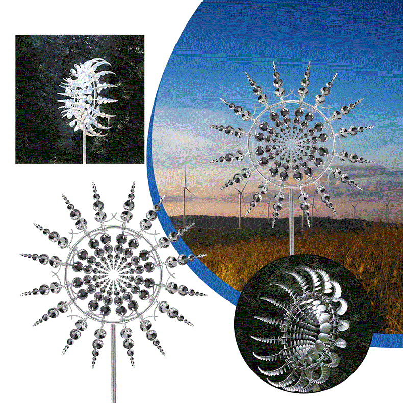 Metal Wind Spinner with 18 Dual-Direction Blades and Ball Bearing, 39 Inches Tall