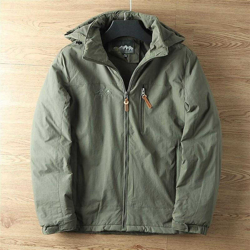 Full Zip Hooded Jacket with Insulated Lining and Adjustable Drawstring, Weather Resistant