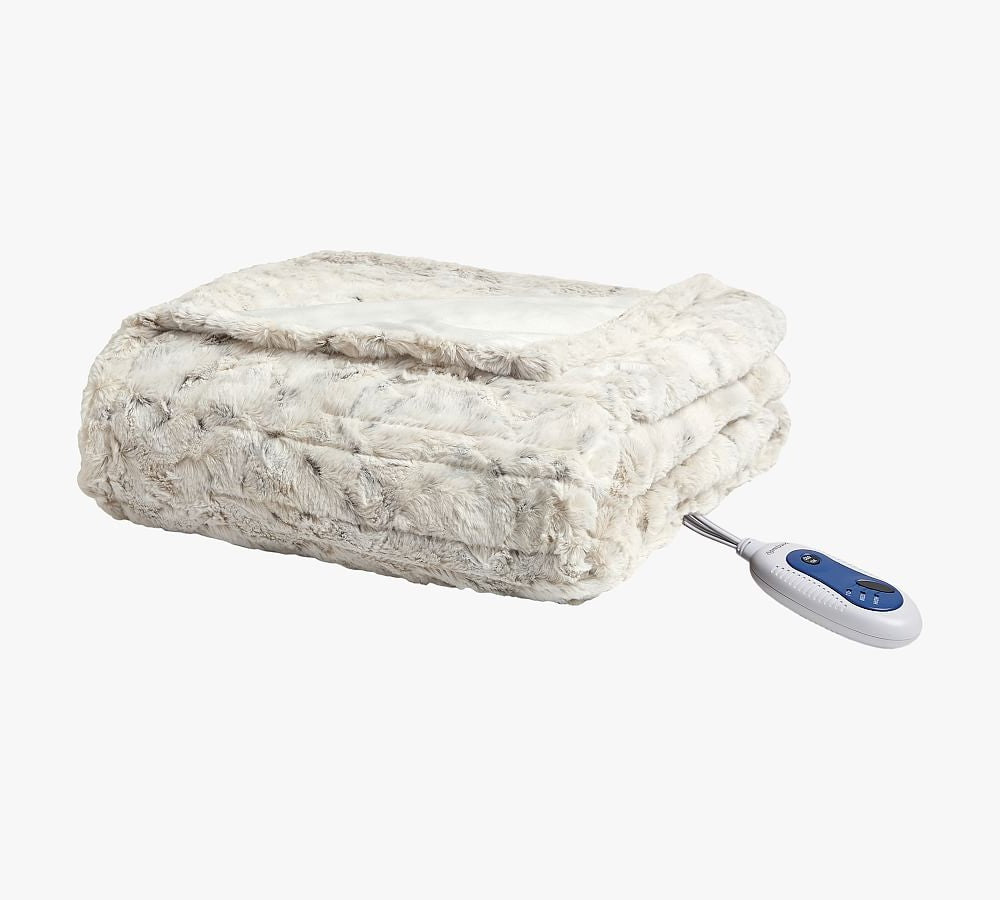 Electric Heated Throw Blanket with Plush Faux Fur and Controller