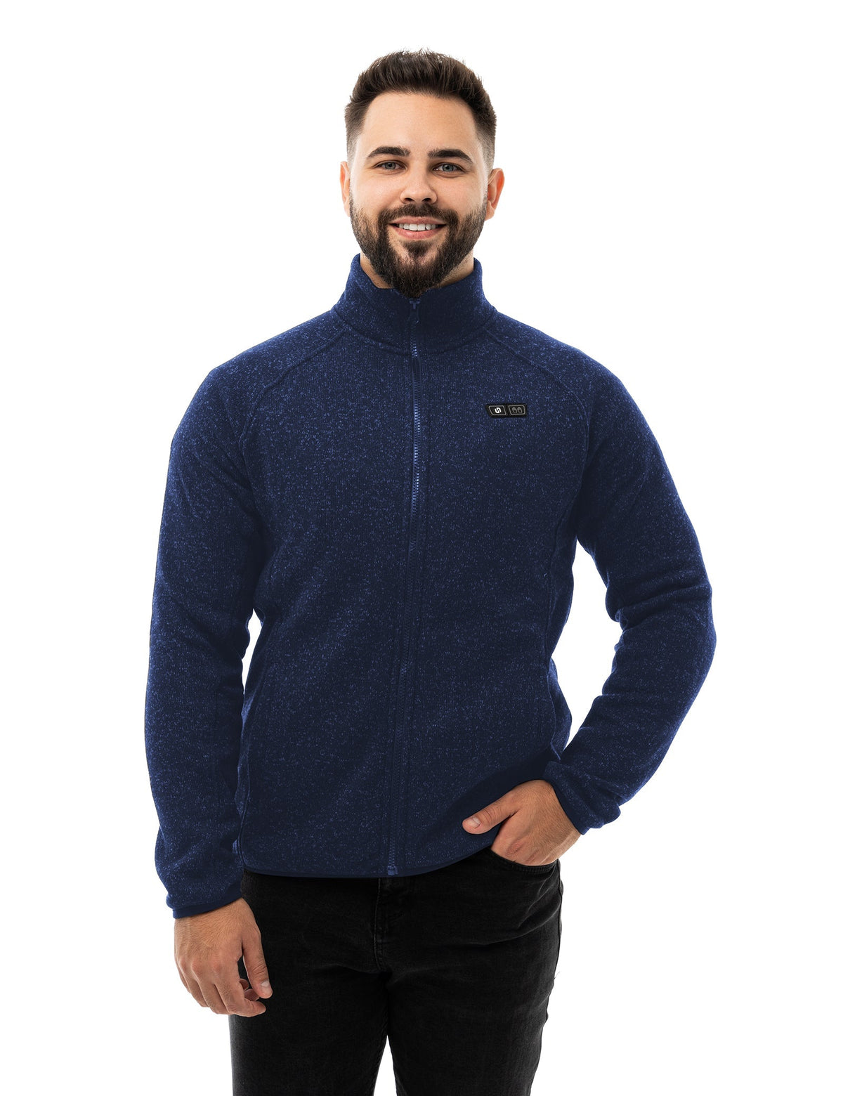 Mens Heated Fleece Jacket with Five Carbon Fiber Zones and Three Heat Levels for Outdoors