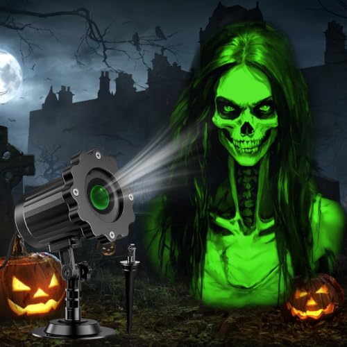 Moving Skull Ghost Projector Light with 270-Degree Head Rotation and 3D Effect