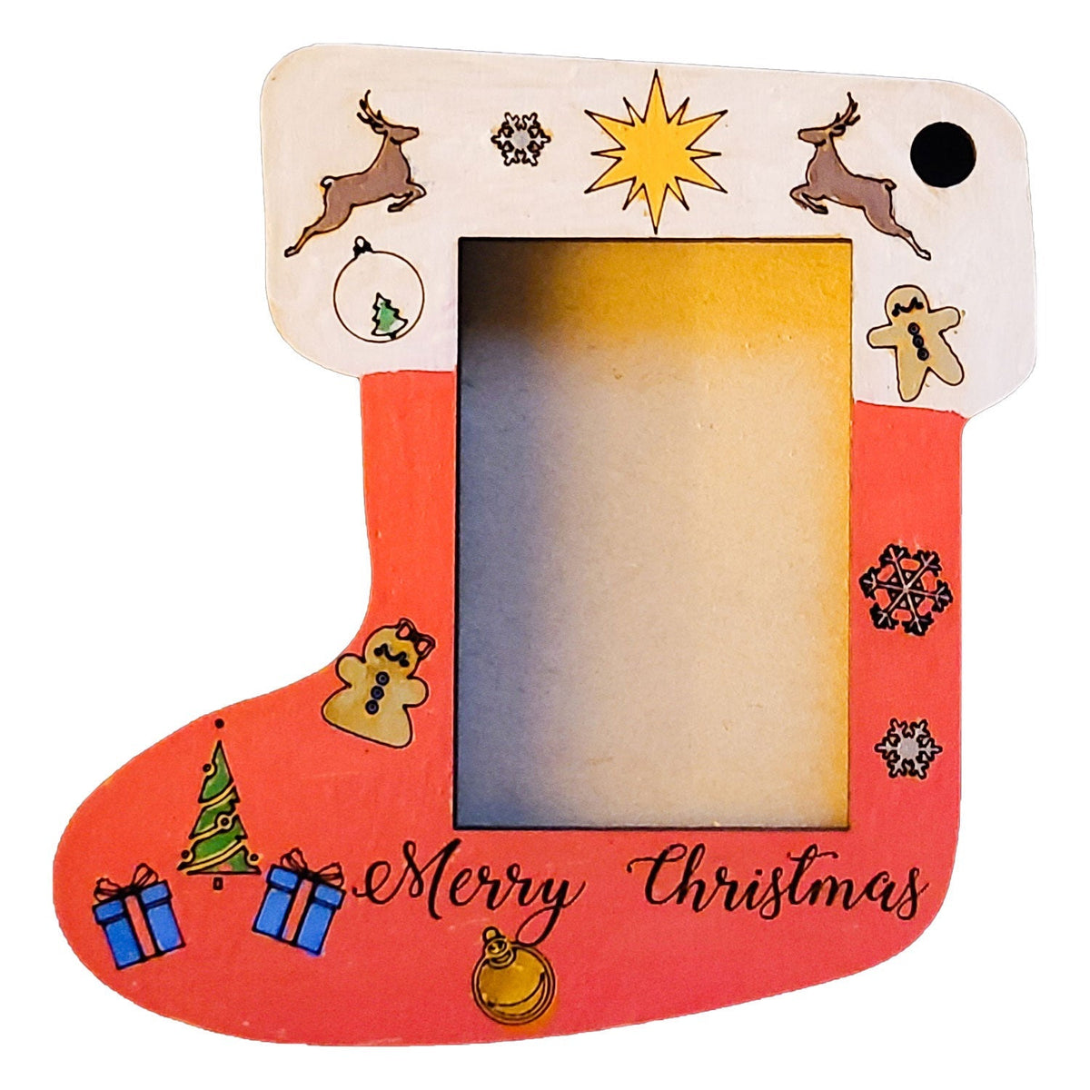 Wood Stocking Photo Ornament with Two Assembly Options, Unfinished or Painted