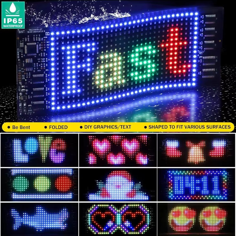 Programmable LED Car Window Light Panel with Remote and Music Sync