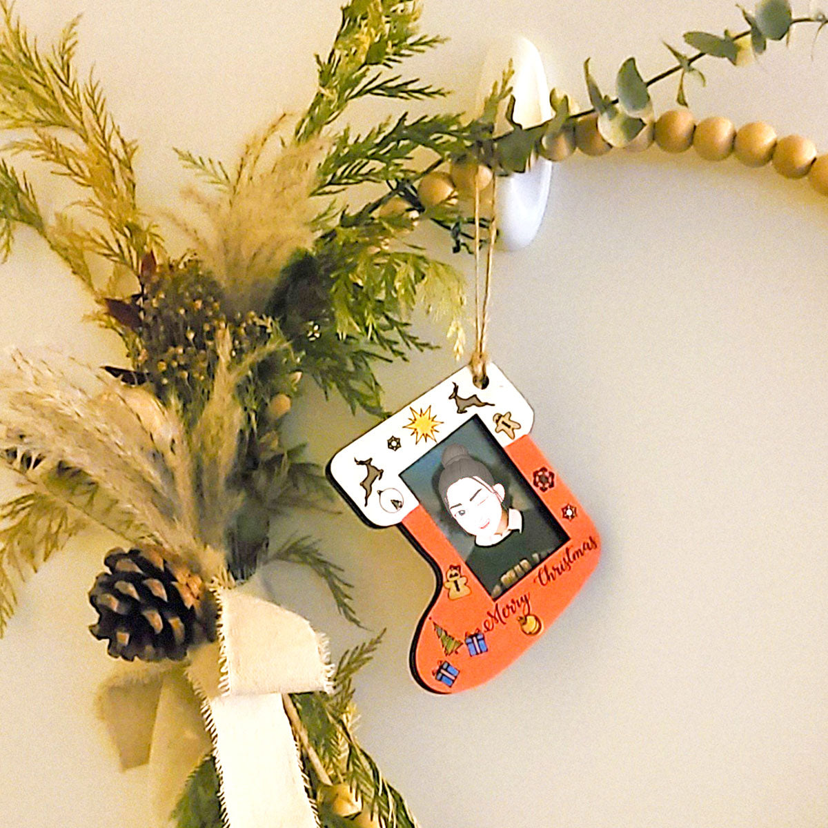 Wood Stocking Photo Ornament with Two Assembly Options, Unfinished or Painted