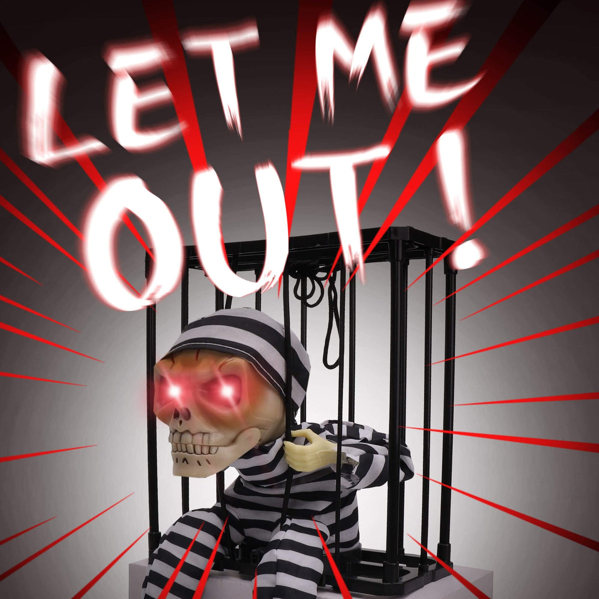 Motion Sensor Skull Prisoner Prop with Lunging Action and Scream Sound