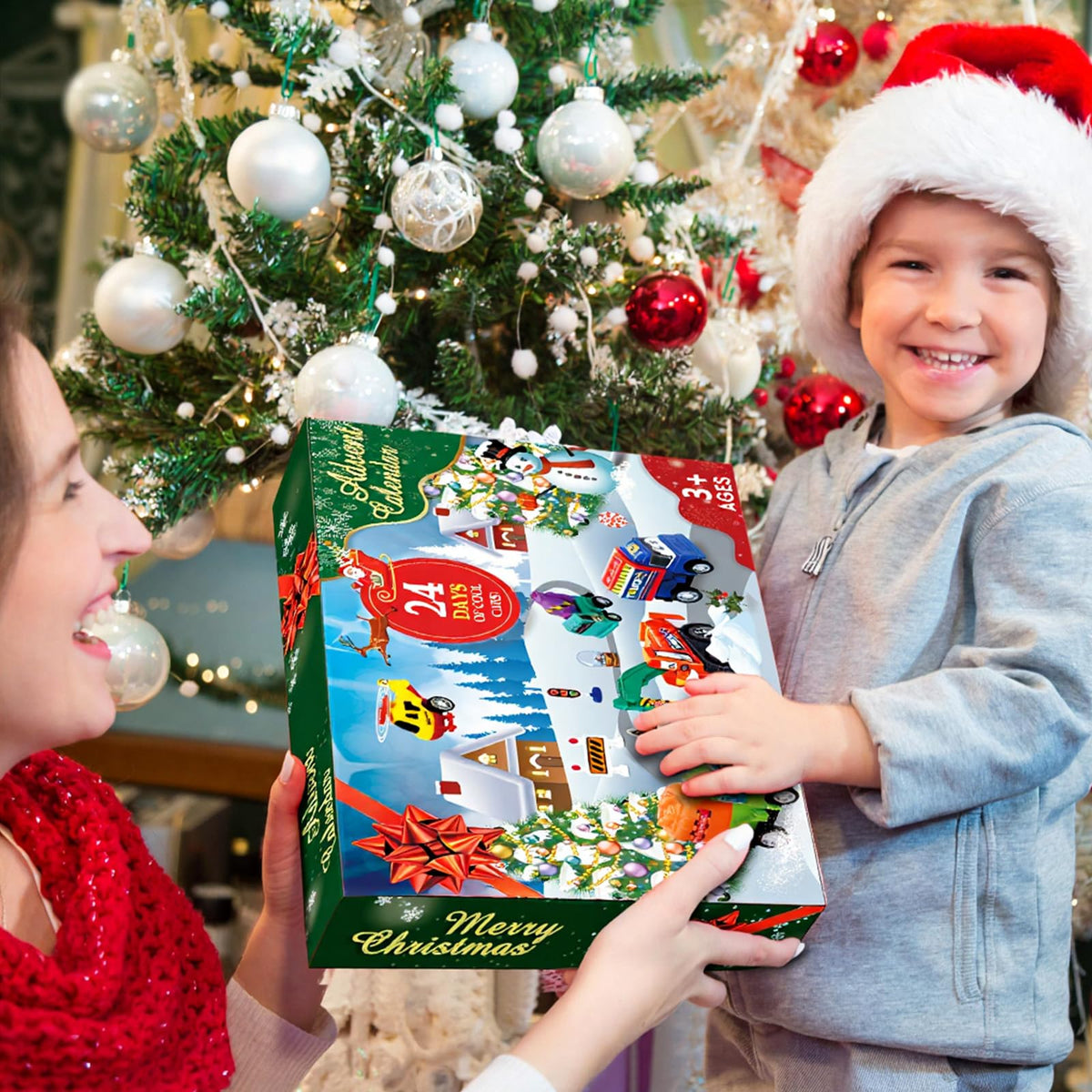 Pull Back Vehicle Advent Calendar with 21 Toy Cars and 3 Traffic Sign Sets