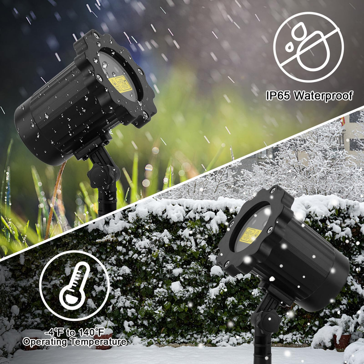 Outdoor Laser Projector Light with RF Remote and Timer, 8 Patterns