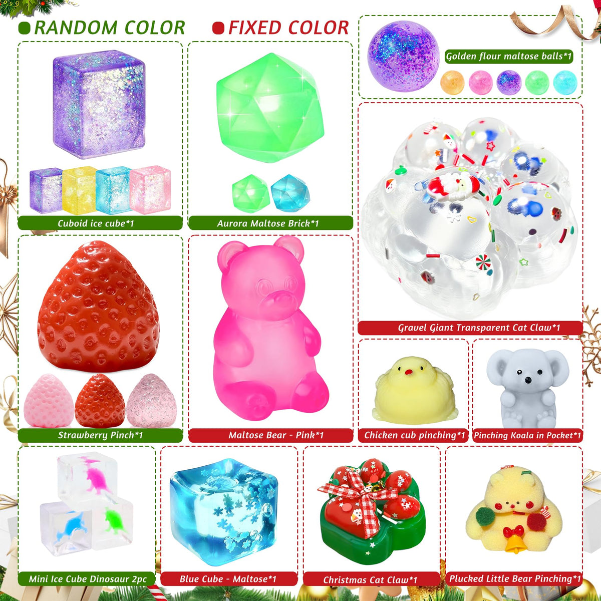 Advent Calendar with 24 Squishy Toys and Wide Display Box for Kids Ages 3+