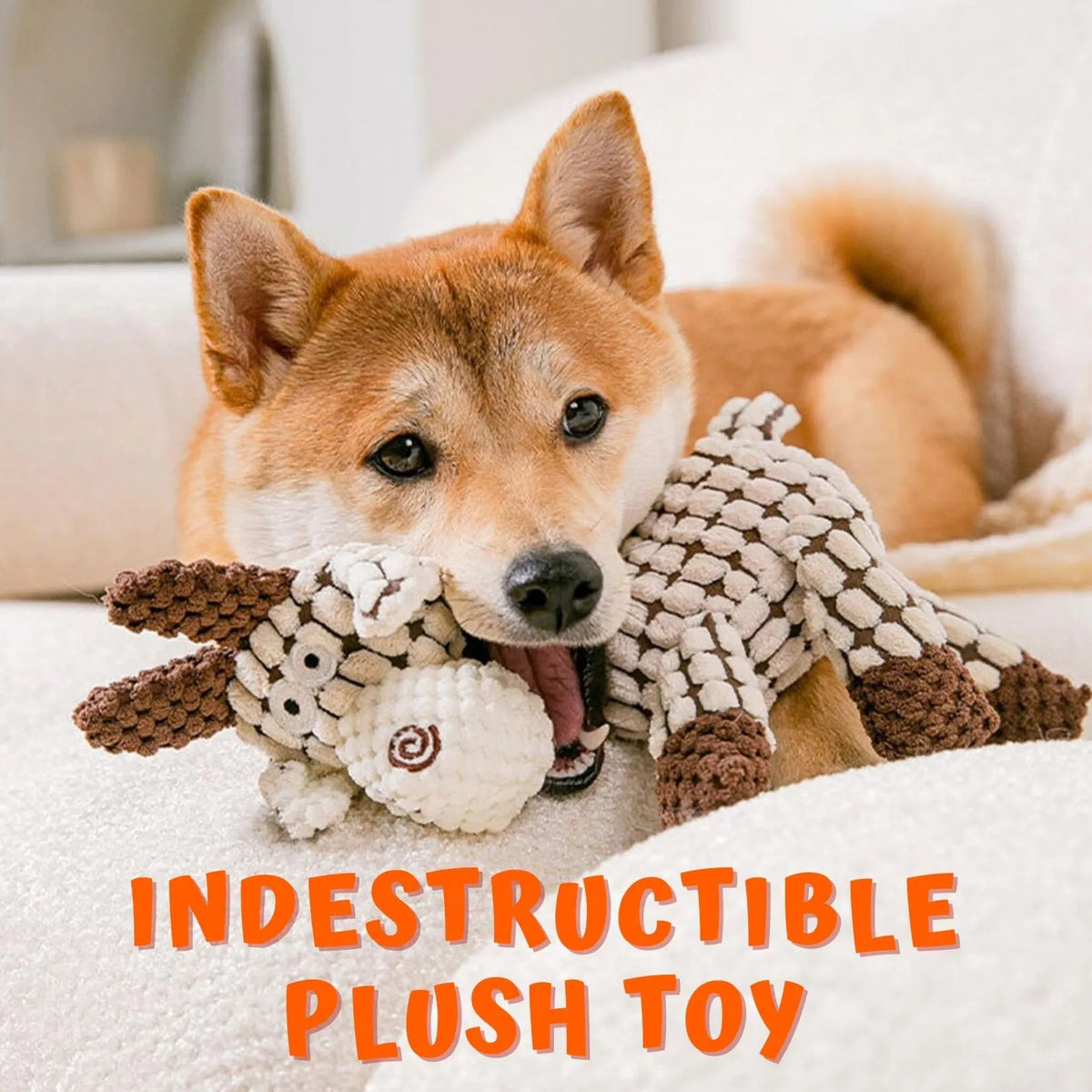 Reinforced Plush Dog Toy with Built-In Squeaker for Medium to Large Dogs