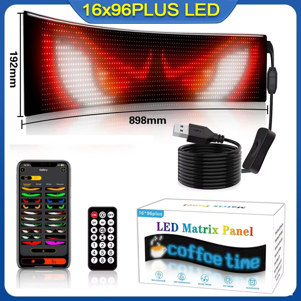 Programmable LED Car Window Light Panel with Remote and Music Sync