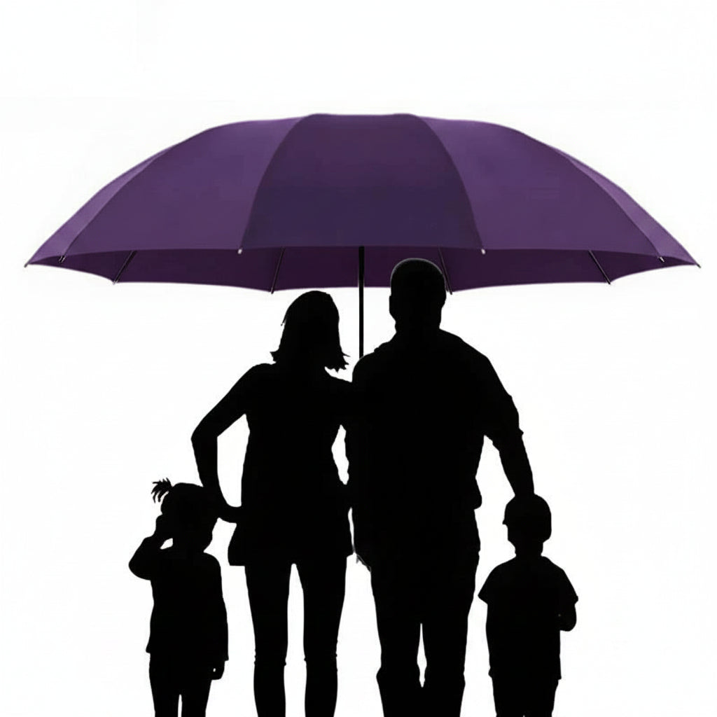 Compact Folding Umbrella with 51 Inch Canopy and Reinforced Wind Frame
