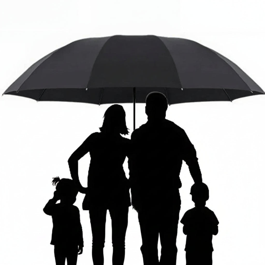 Compact Folding Umbrella with 51 Inch Canopy and Reinforced Wind Frame