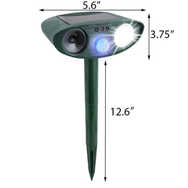 Solar Motion-Activated Animal Repeller with Dual Ultrasonic Speakers and LED Flash, 4-Pack