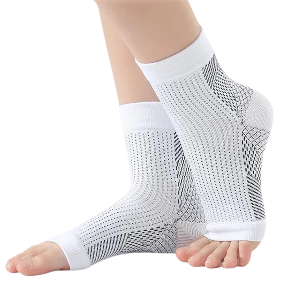 Open Toe Compression Socks with Arch Support and Non-Slip Grip