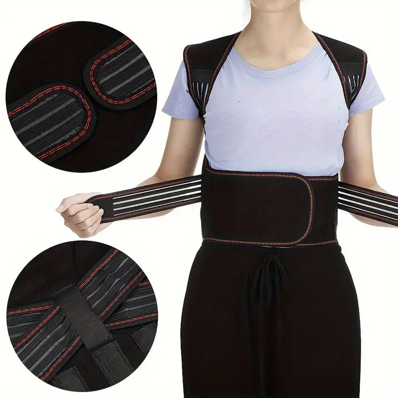 Adjustable Spinal Support Brace with 108 Embedded Magnets and Removable ABS Plates