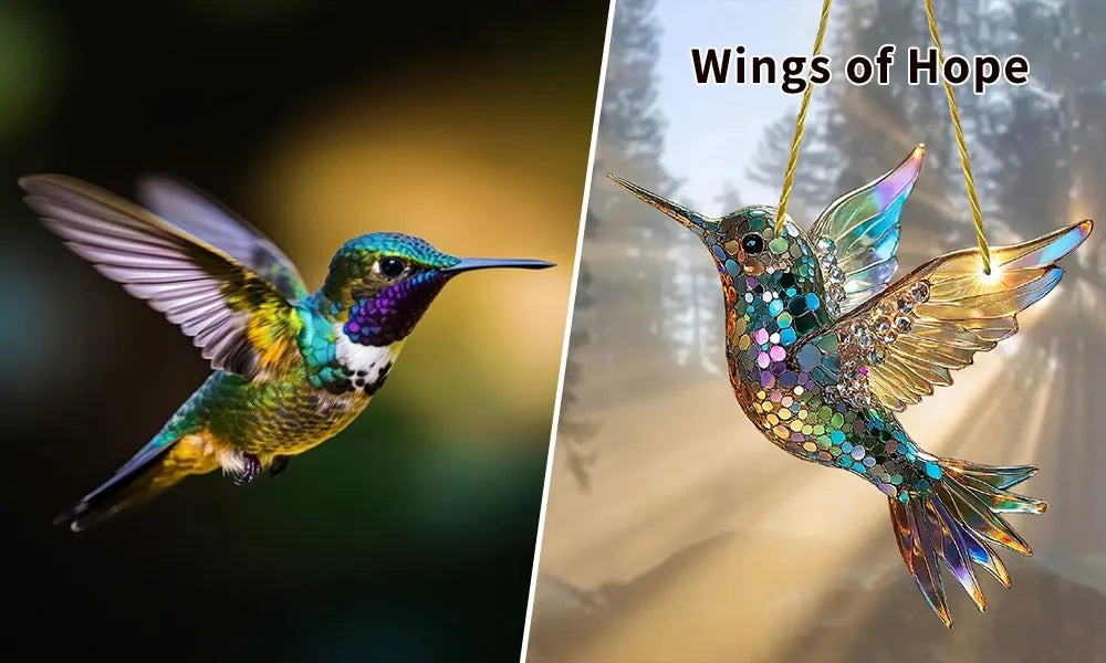 Acrylic Bird Suncatcher with Hanging Loop and Colored Light Reflection