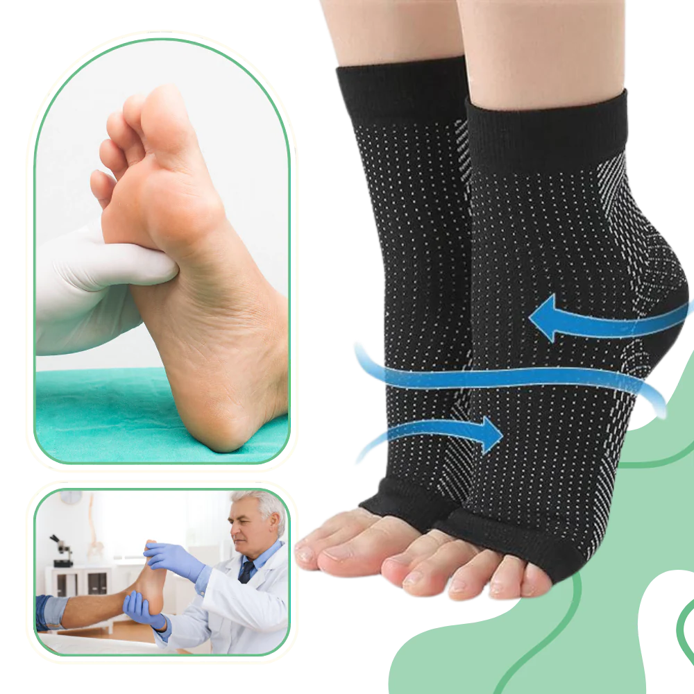 Open Toe Compression Socks with Arch Support and Non-Slip Grip