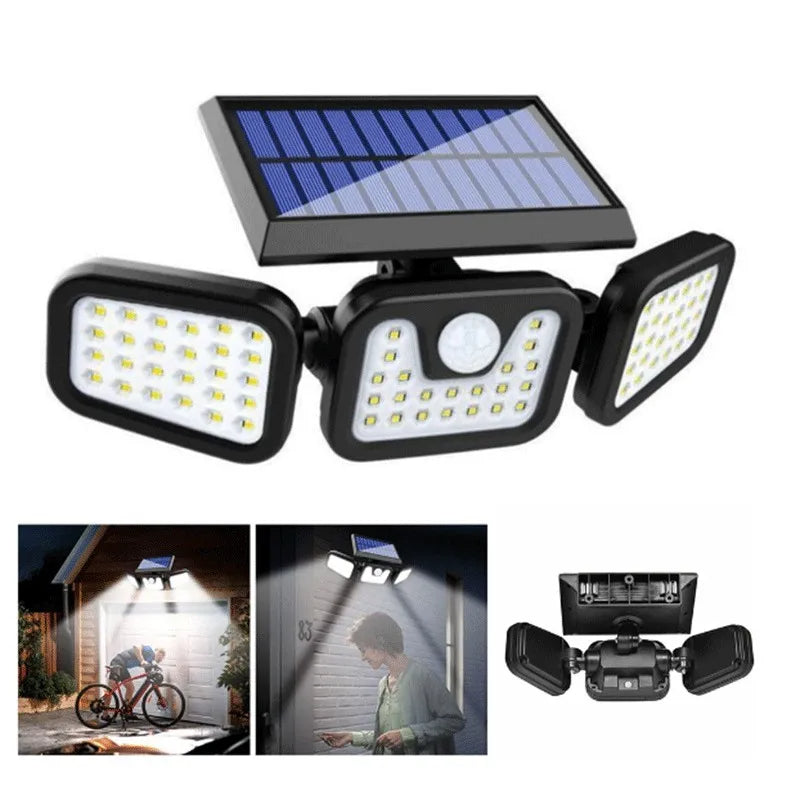 Solar Motion Sensor Light with 74 LEDs and 270 Degree Coverage, IP65 Rated