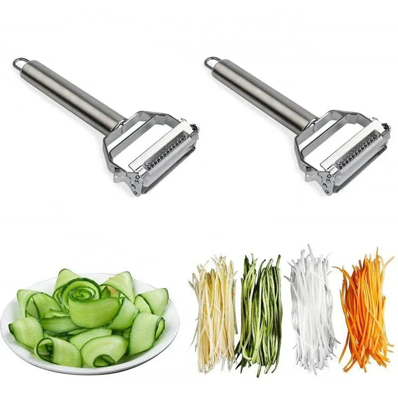 Stainless Steel Vegetable Peeler with Julienne Blade and Dual-Function Design
