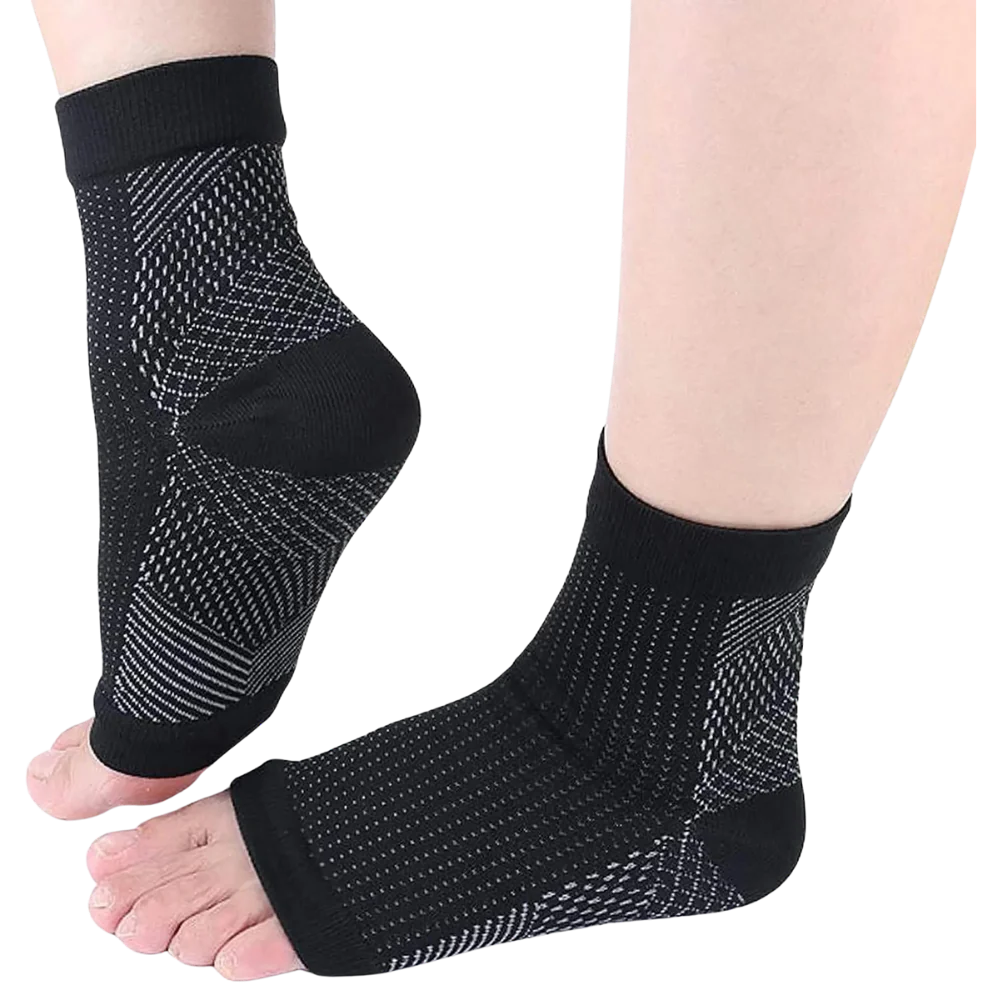 Open Toe Compression Socks with Arch Support and Non-Slip Grip