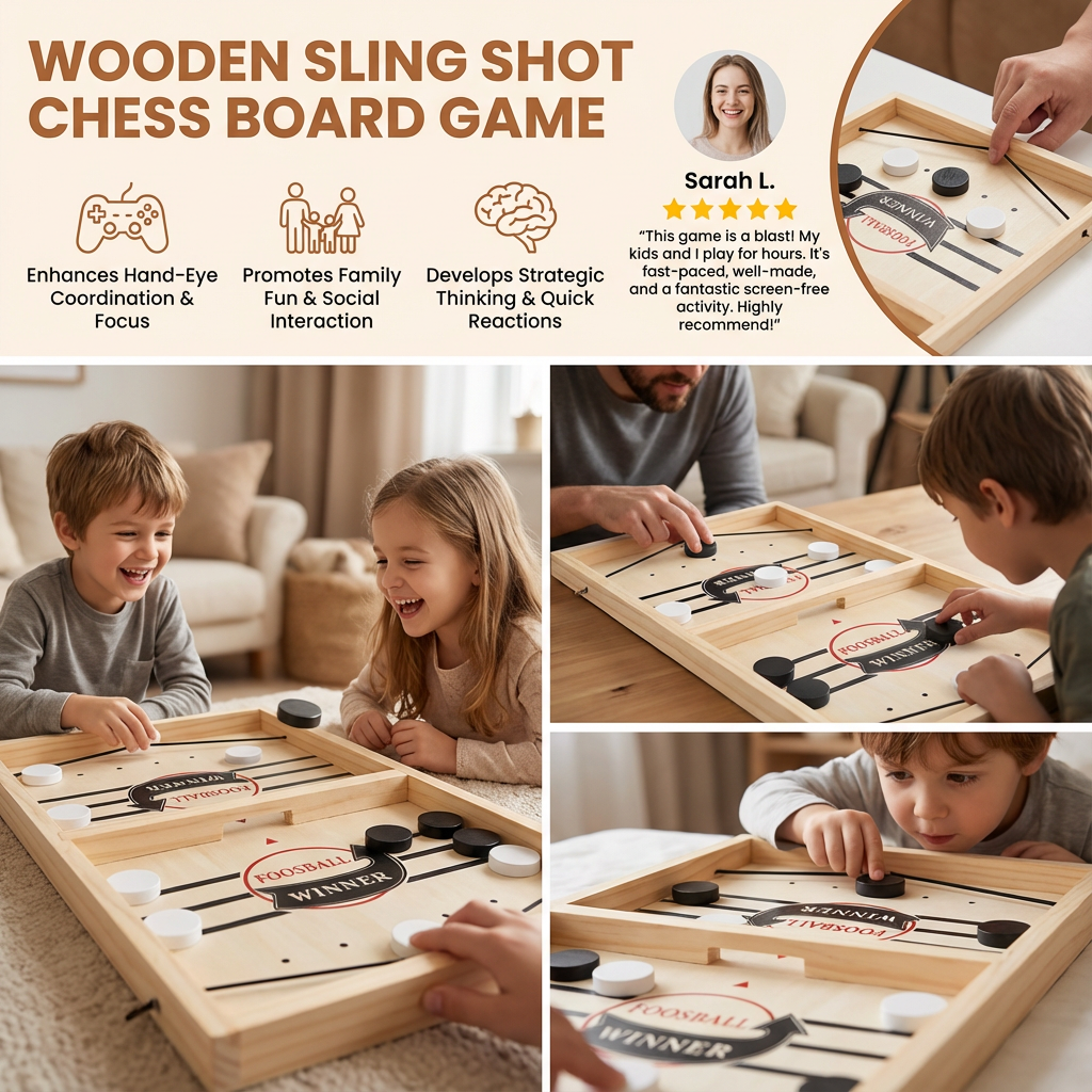 Wooden Catapult Board Game with Spring Loaded Launch System and Scoring Zones