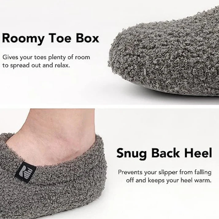 Fleece Slipper with Memory Foam Footbed and Closed Back, Non-Slip Rubber Sole