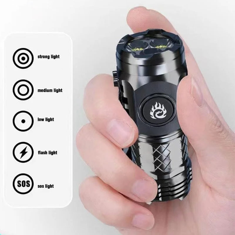 Three LED Rechargeable Flashlight with Five Modes and 656ft Range