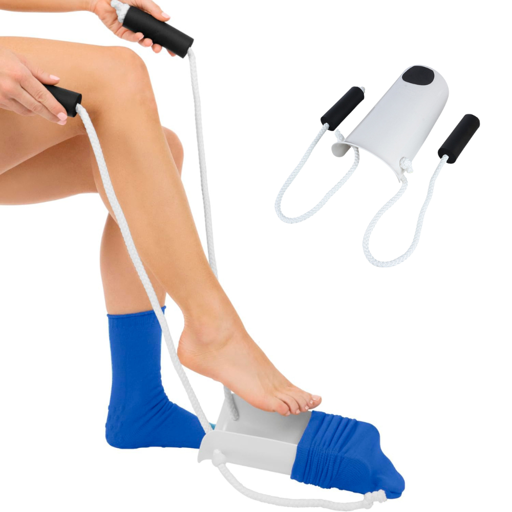 Sock Aid with Dual Handles and Curved Frame for Seated Dressing
