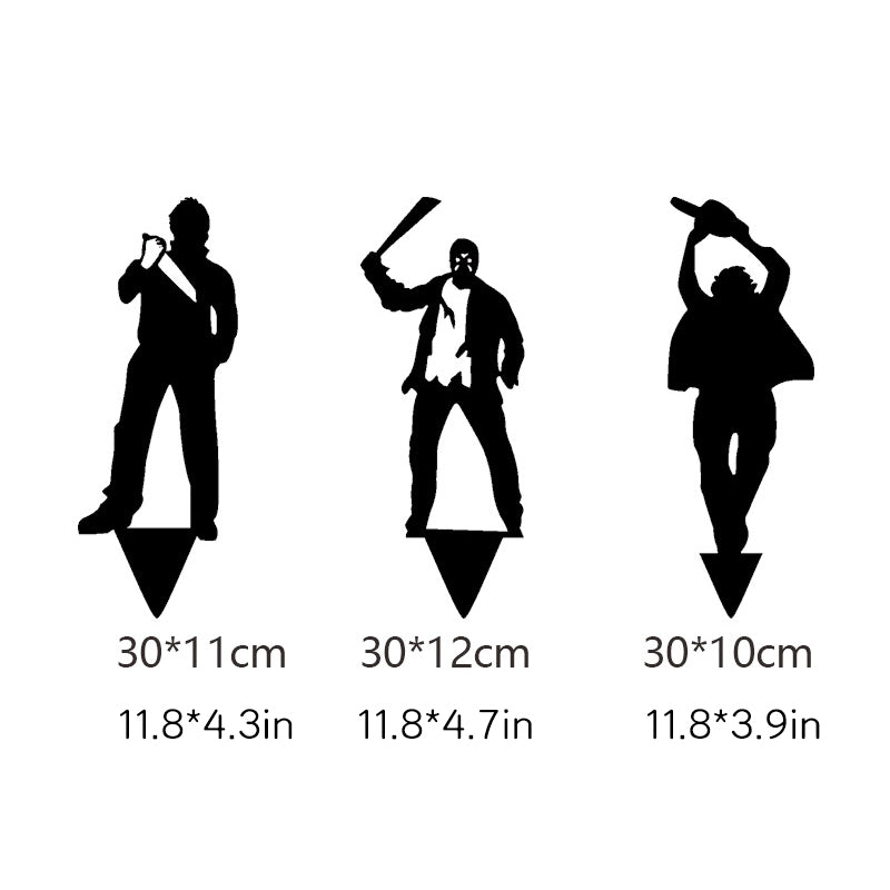 Metal Yard Stake Shadow Caster with Horror Character Silhouette and Spotlight Projection