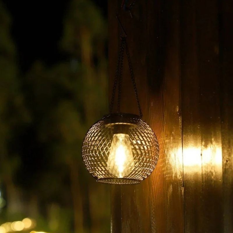 Solar Hanging Lantern with Automatic Light Sensor and 14-Hour Runtime, Warm 3000K LED