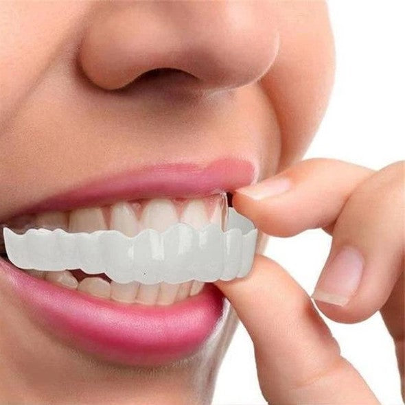 Removable Cosmetic Teeth Cover with Moldable Silicone Strip for Top Teeth