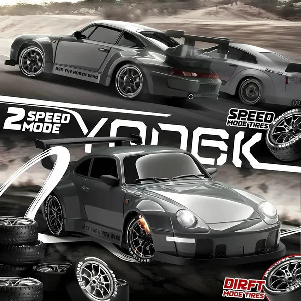 4WD Drift RC Car with Swappable Tires and LED Lights, Includes Remote Control