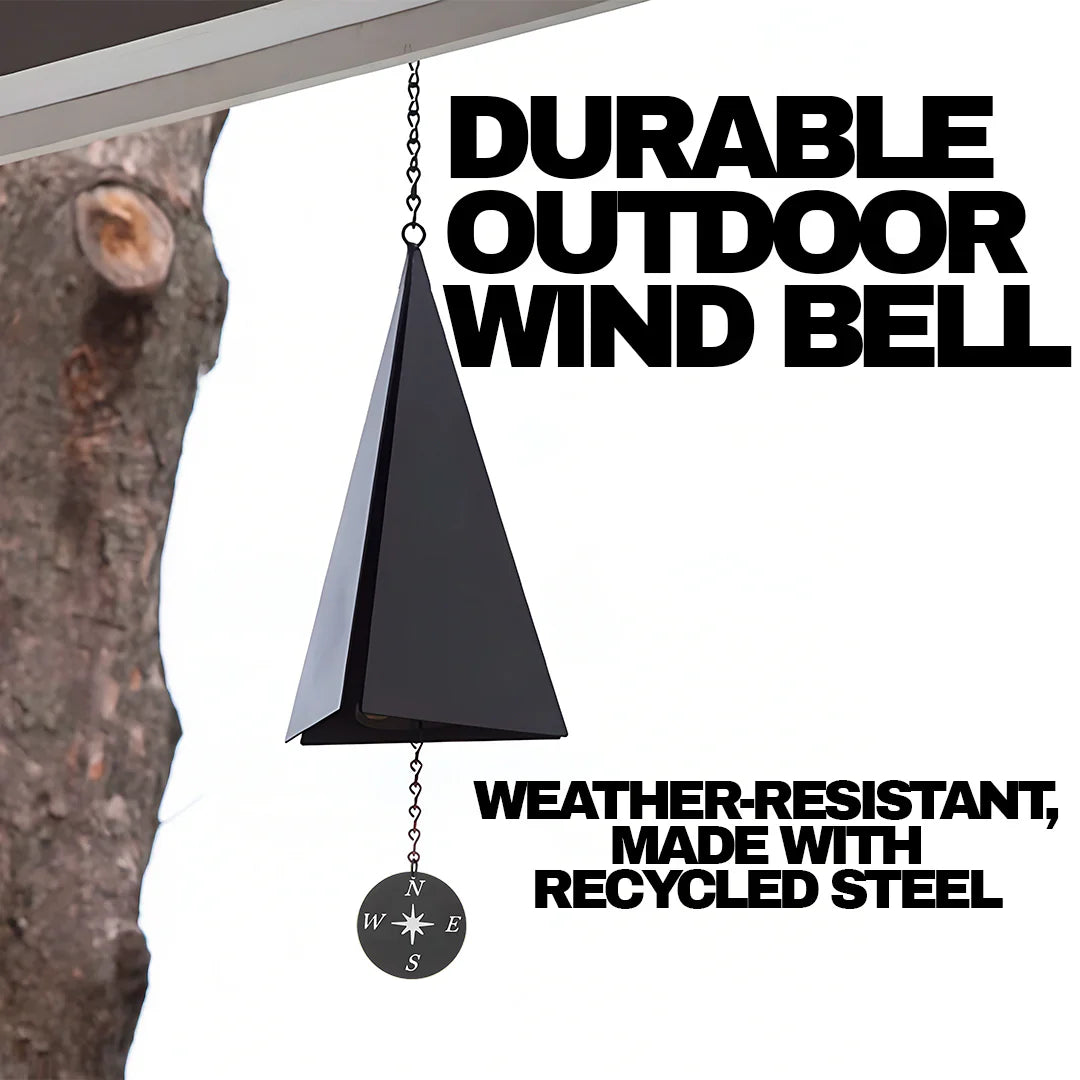 Triangular Wind Bell with Compass Windcatcher and Three Tones, 20 Inches