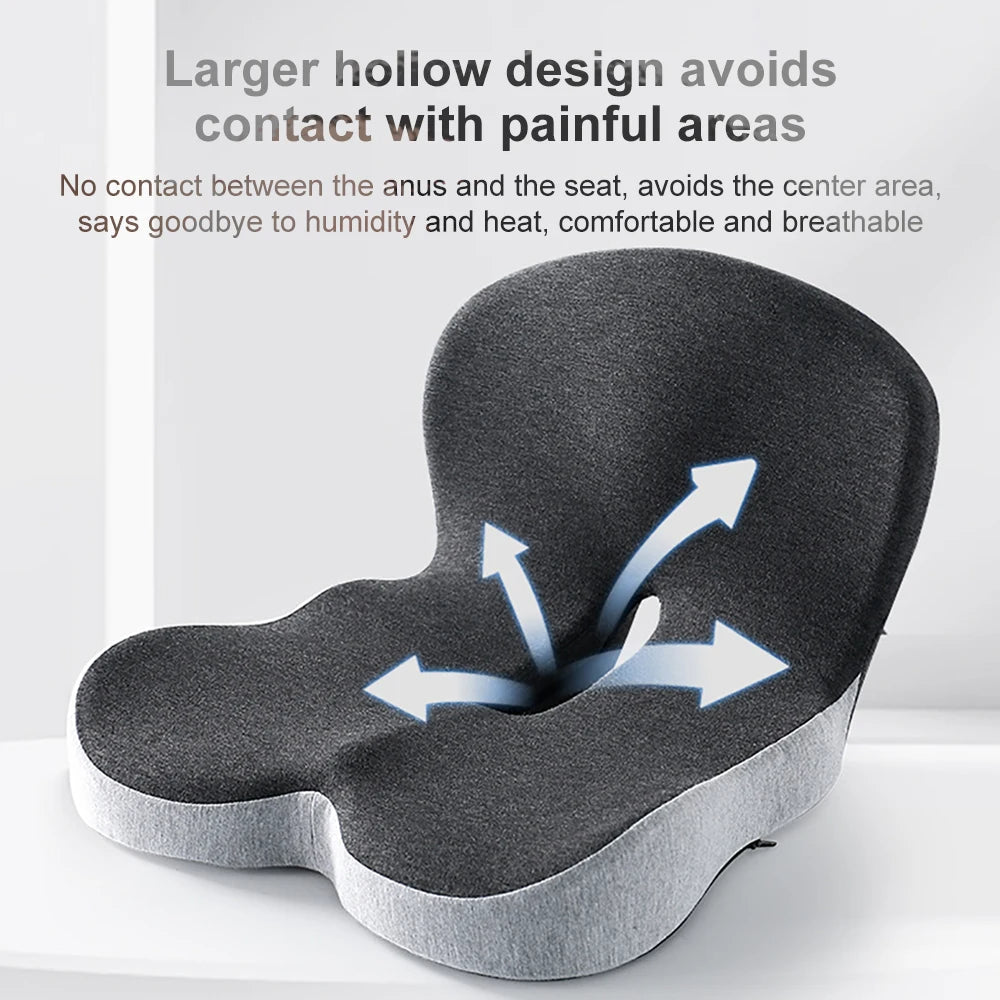 Seat Cushion with Memory Foam Backrest and Airflow Hollow Center