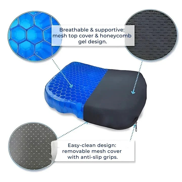 Gel Seat Cushion with Honeycomb Structure for Office, Car, and Wheelchair