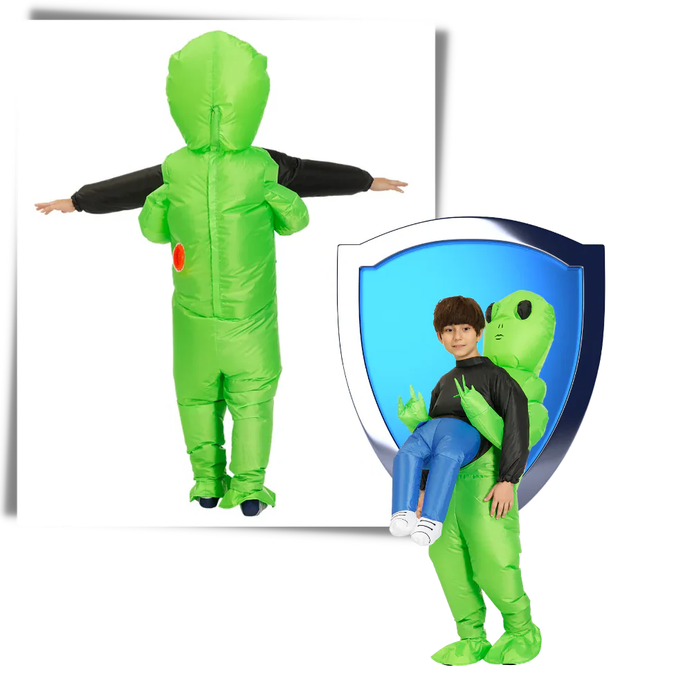 Inflatable Alien Abduction Costume with Battery-Powered Fan and Zipper Closure