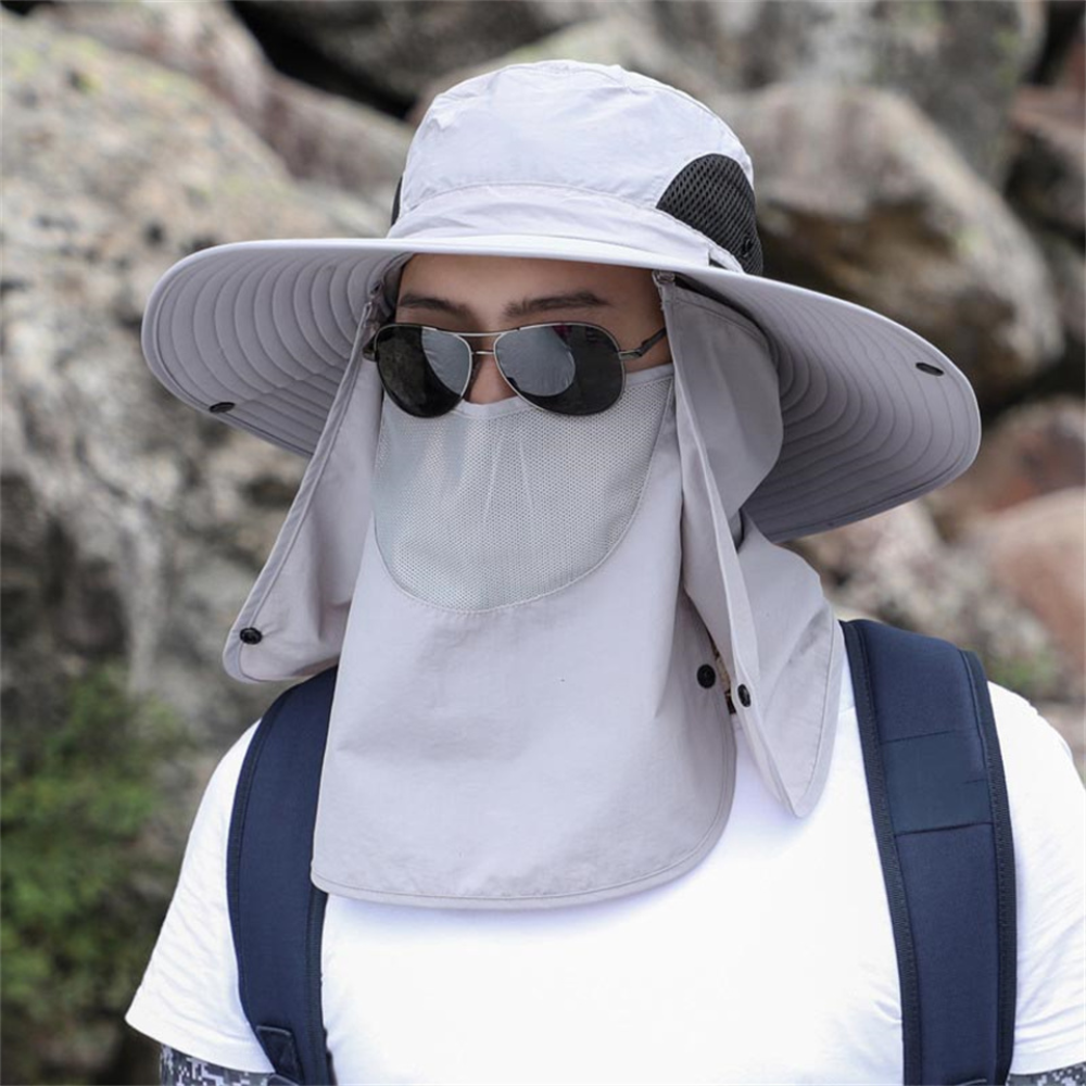 Wide Brim Fishing Hat with Mesh Ventilation and Adjustable Chin Strap, Water Resistant